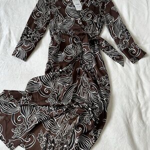 Zara Brown Floral print Wrap Maxi dress